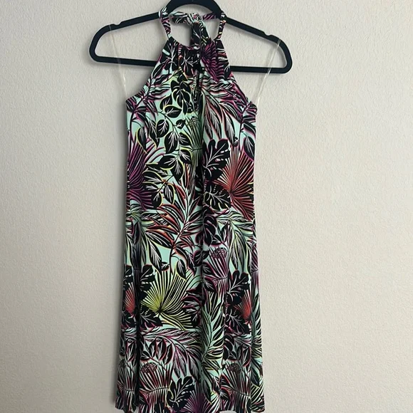 NWT Tommy Bahama high neck halter dress lively leaves M - Picture 2 of 9
